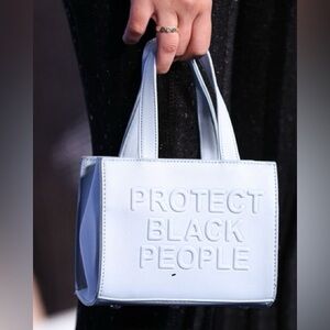 Light Blue Embossed Statement Tote